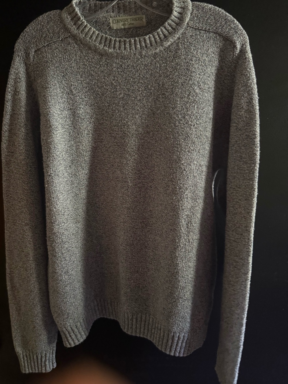 100% Cotton Country Trader Gray Crewneck Gray Heather Sweater in 100% Cotton VTG